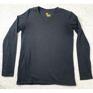 Carhartt Womens Relaxed Fit Long Sleeve V-Neck Shirt Small Black